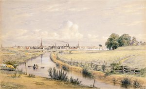 Jersey City with a Glimpse of New York From the Bergen Canal by William Rickarby Miller