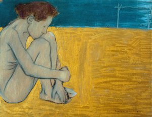 Seated female nude by William Rothenstein