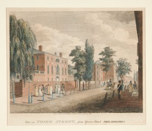 View in Third Street, from Spruce Street Philadelphia by William Russell Birch