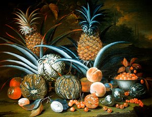 Still Life of Pineapples, Melons, Peaches, Strawberries, Cherries and Other Fruit