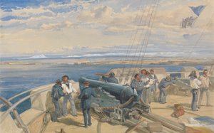 Sebastopol, Sketched From The Deck of H. M. S. Sidon, Feb. 1855 by William Simpson