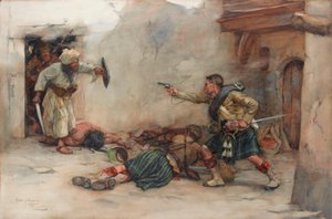 Drummer James Roddick of the 92nd Gordon Highlanders, defending Lieutenant Menzies during hand-to-hand fighting in Kandahar
