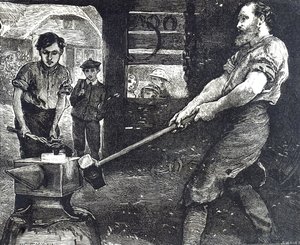 Engraving Depicting the Village Blacksmith