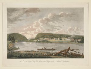 View of the Water Gap and Columbian Glassworks, River Delaware by William Strickland