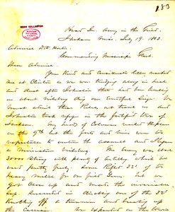 Letter from W. T. Sherman, headquarters, Army in the Field, Jackson, Mississippi, to David D. Porter, July 19, 1863 by William T. Sherman