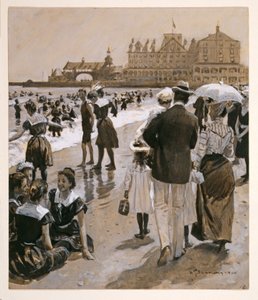 Beach Scene from Harpers Weekly, 1900