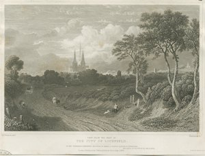 Lichfield Cathedral - West View by William Tombleson