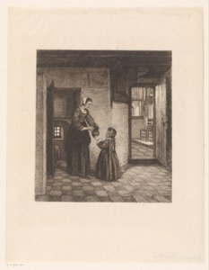Woman with a Child in a Basement Room