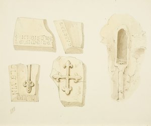 Remains of a Monument discovered in the East Wall, and Piscina in South Aisle, St James