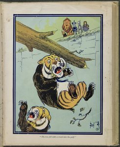 The tree fell with a crash into the gulf, illustration from "The Wonderful Wizard of Oz"