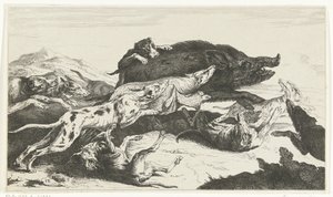 Dogs Hunting a Boar by William Young Ottley