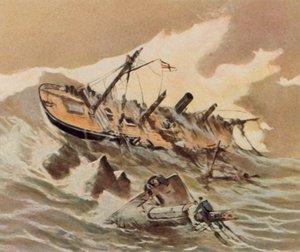 Sinking of the Gunboat "Iltis" by Willy Stower