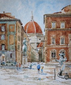 Piazza SS Annunziata, After the Cloudburst by Wilson Clive
