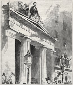Abraham Lincoln, The President Elect, addressing the People from the Astor House Balcony, 1861 by Winslow Homer