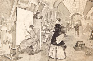 Art Students and Copyists in the Louvre Gallery, Paris by Winslow Homer