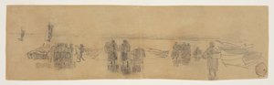 Beach with Four Fishing Boats, Cullercoats, England