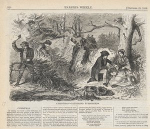 Christmas-Gathering Evergreens, from Harper by Winslow Homer