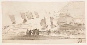 Beach Scene with People and Fishing Boats, Cullercoats, England, 1881–82 by Winslow Homer