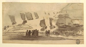 Beach Scene with People and Fishing Boats, Cullercoats, England, 1881–82 by Winslow Homer