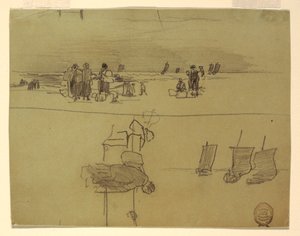 Beach Scene with Women Carrying Baskets, Cullercoats, England, 1881–82 by Winslow Homer