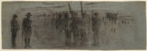 Officer and Aide Inspecting a Squadron, possibly 1864 by Winslow Homer