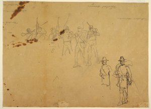 Sketches of Single Infantry Figures and Practice Signatures, 1862 by Winslow Homer