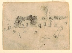 Stretcher Bearers Carrying a Soldier, probably 1862 by Winslow Homer