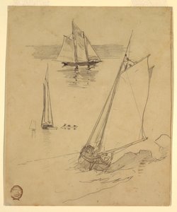 Three Sketches of Schooners, probably 1880 by Winslow Homer