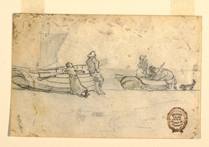 Two Boats on Beach with Figures, Cullercoats, England, 1881–82