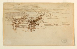 Two Dories Being Launched, England, 1881 by Winslow Homer
