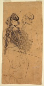 Two Studies of a Young Girl Looking Over Her Shoulder, ca. 1862 by Winslow Homer