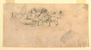 Wagon Train in Camp, 1862 by Winslow Homer