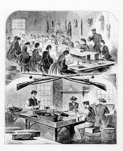 Filling Cartridges at the Arsenal at Watertown, Massachusetts, 1860s by Winslow Homer
