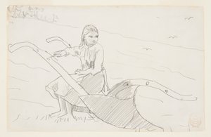 Girl Seated on a Plow by Winslow Homer
