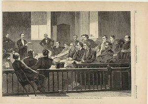 Jurors Listening to Counsel, Supreme Court, New City Hall, New York by Winslow Homer