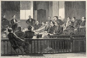 Jurors Listening to Counsel, Supreme Court, New City Hall, New York by Winslow Homer