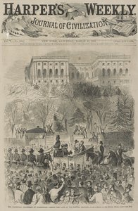 The Inaugural Procession at Washington Passing the Gate of the Capitol Grounds (From a Sketch by our Special Artist), 1861