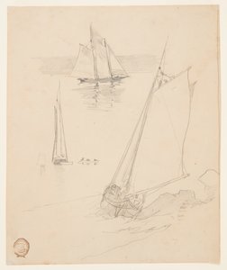 Three Sketches of Schooners by Winslow Homer