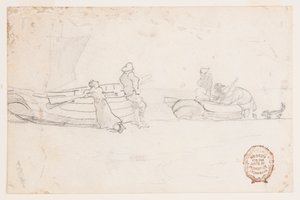 Two Boats on Beach with Figures, Cullercoats, England
