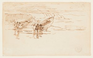Two Dories Being Launched, England