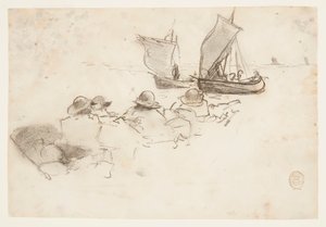Two Fishing Boats with Sails, Cullercoats, England by Winslow Homer