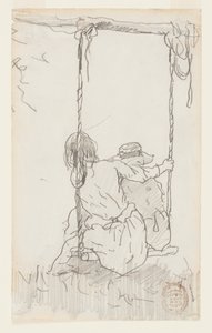 Two Girls on a Swing by Winslow Homer