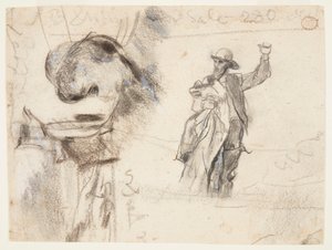 Two Studies of a Sailor with Raised Arm