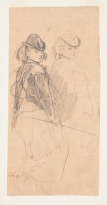 Two Studies of a Young Girl Looking Over Her Shoulder