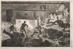 Winter Quarters in Camp - The Inside of a Hut by Winslow Homer