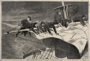 Winter at Sea - Taking in Sail Off the Coast by Winslow Homer