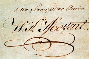 Signature of Austrian composer Wolfgang Amadeus Mozart by Wolfgang Amadeus Mozart