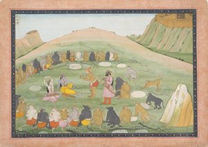 Hanuman Revives Rama and Lakshmana with Medicinal Herbs, Ramayana Series, ca. 1790 by Workshop active in the First generation