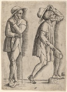 Two Peasants by Workshop of Andrea Mantegna
