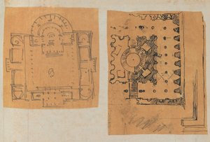 Page from a Scrapbook containing Drawings and Several Prints of Architecture, Int..., ca. 1800-1850